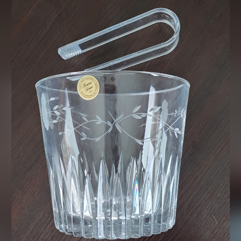 Crystal ice server Princess House "Heritage" cut lead Crystal Ice Bucket NEW!